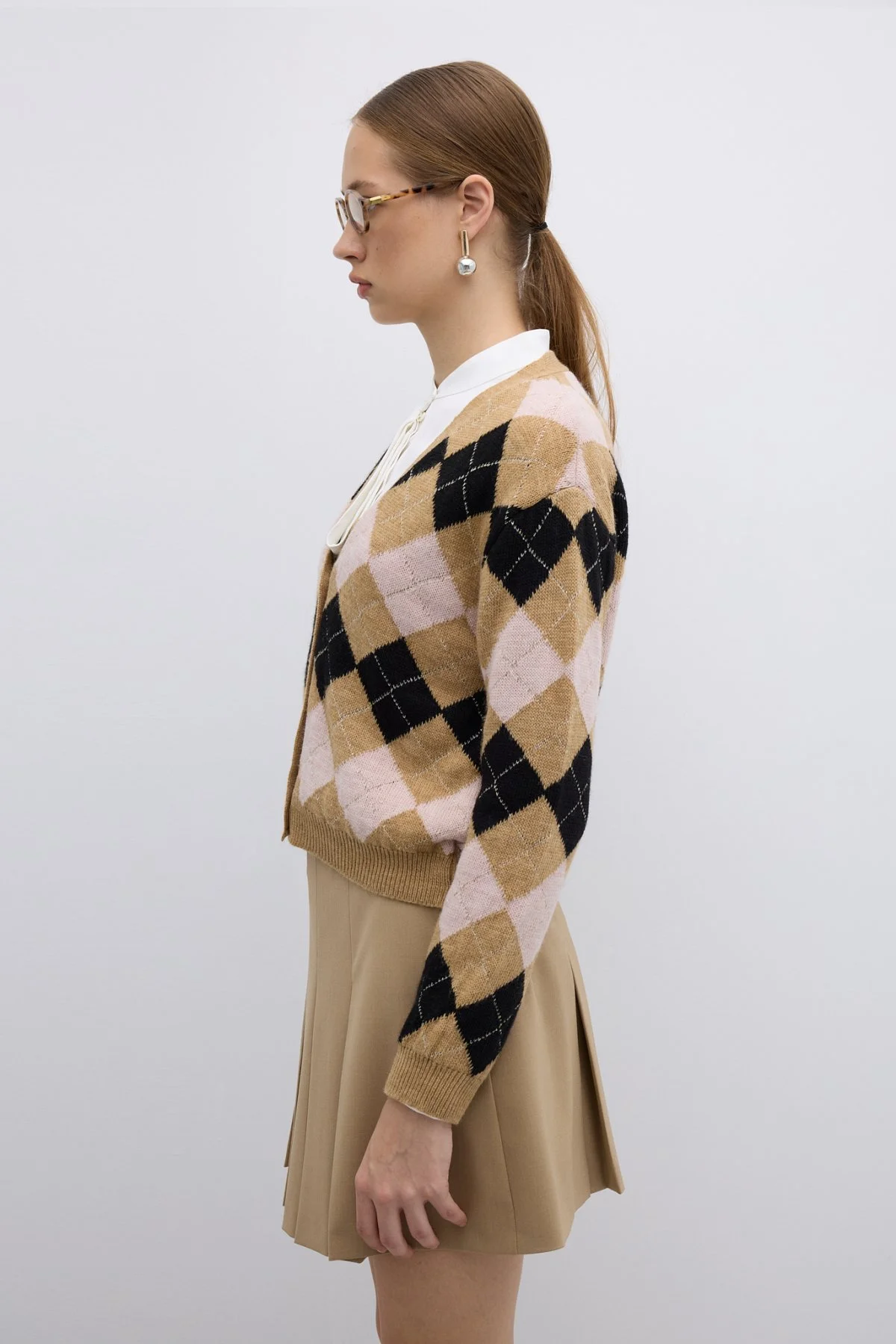 V Yaka Triko Hırka Standart Renk - 5