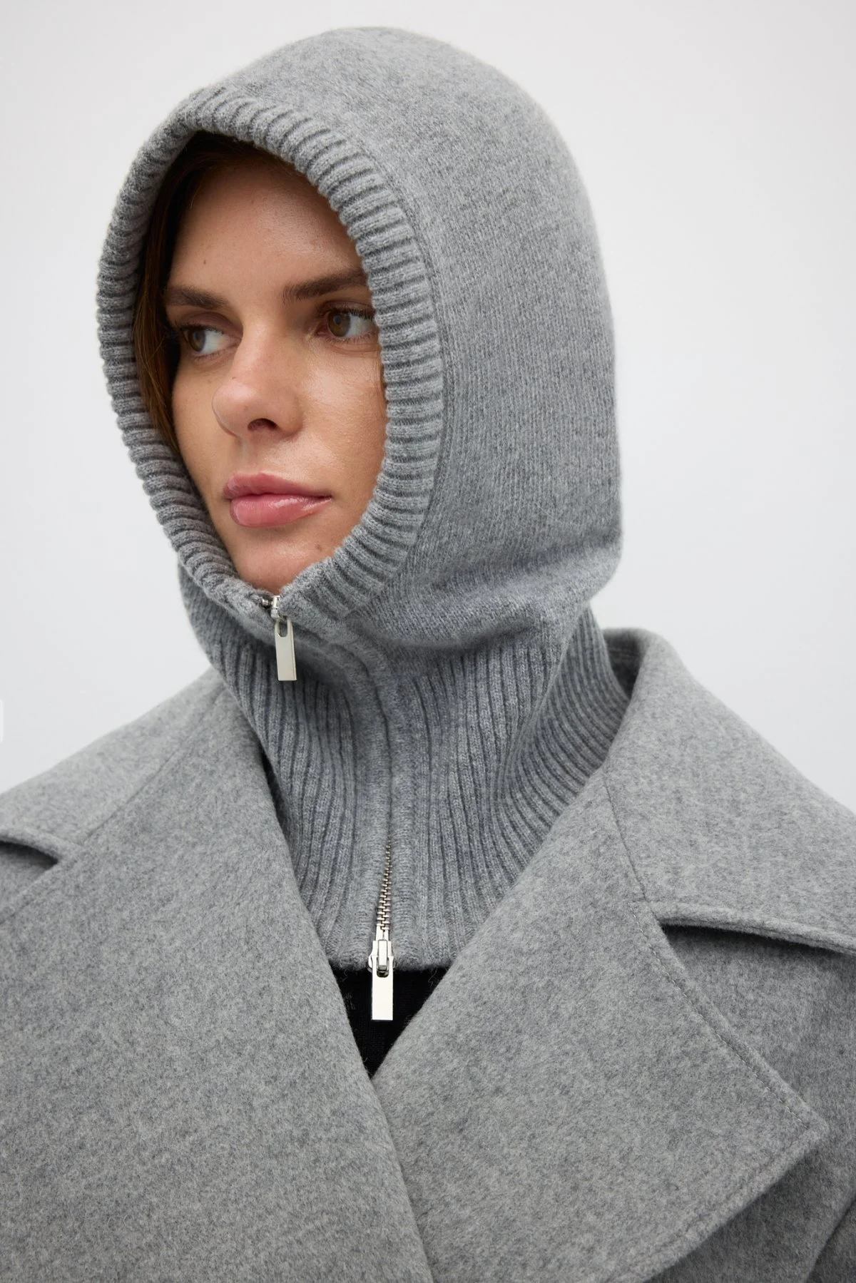 Yün Karışımlı Balaklava Gri - 1