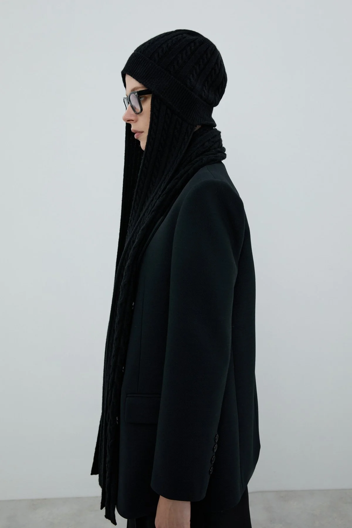 Yün Karışımlı Atkılı Bere Siyah - 3