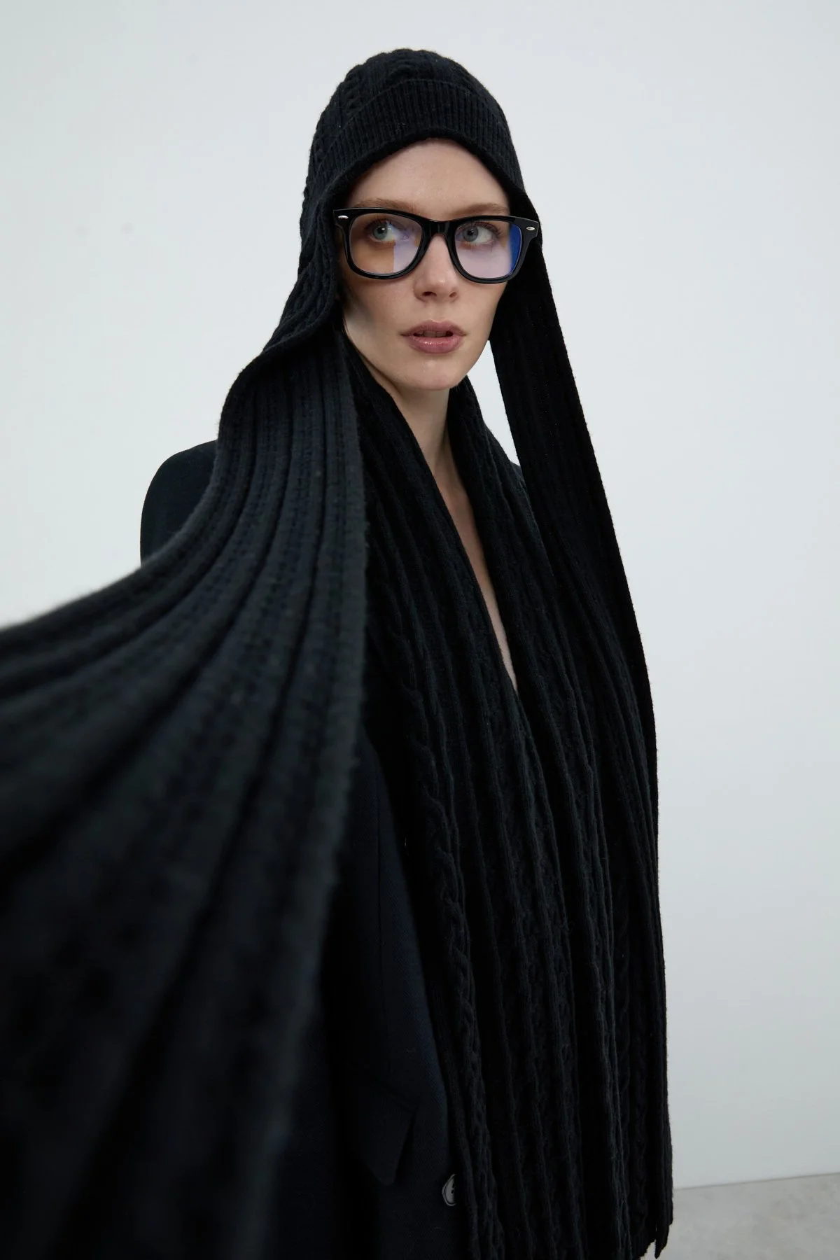 Yün Karışımlı Atkılı Bere Siyah - 2