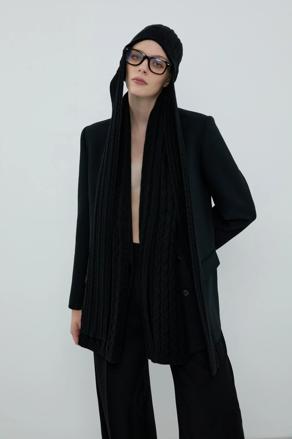 Yün Karışımlı Atkılı Bere Siyah - 1