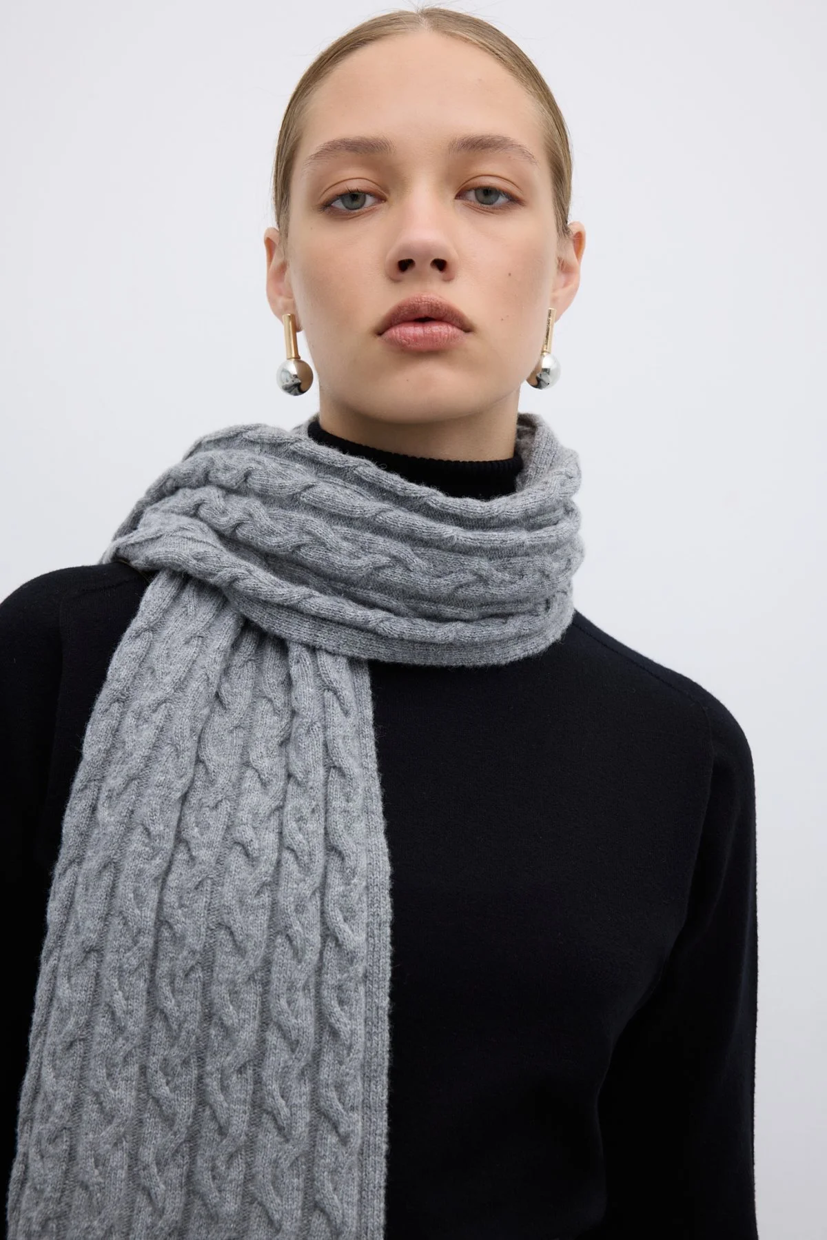 Yün Karışımlı Atkı Gri - 2