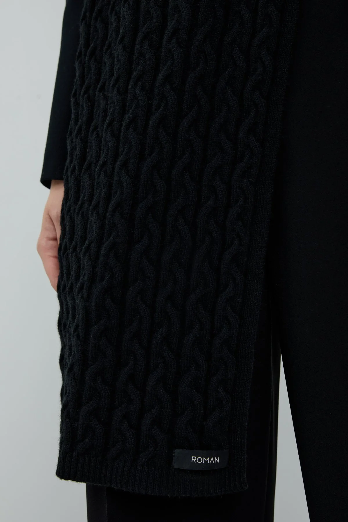 Yün Karışımlı Atkı Siyah - 4