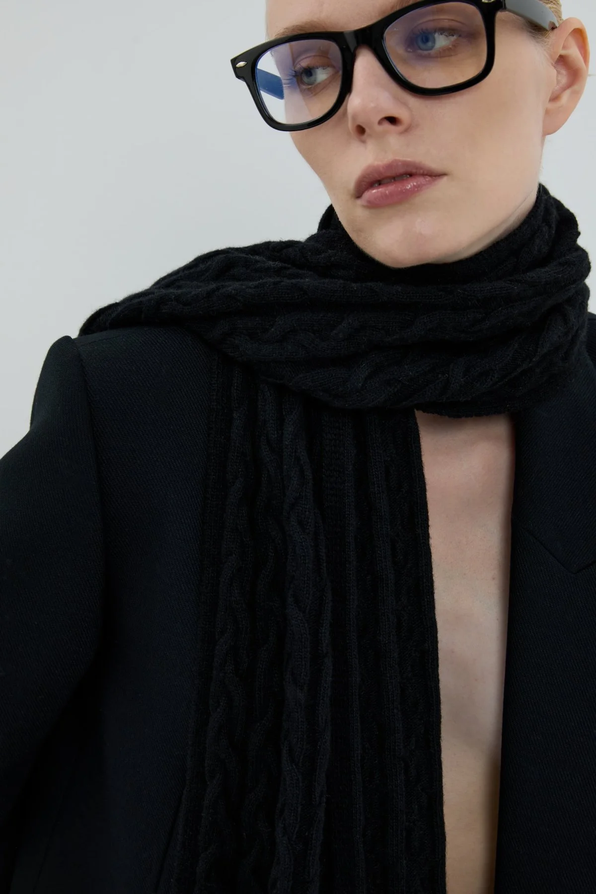 Yün Karışımlı Atkı Siyah - 2