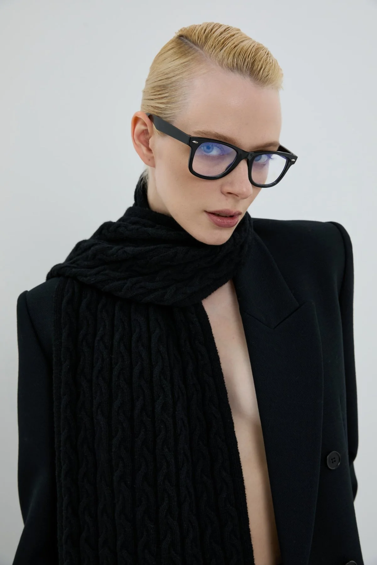 Yün Karışımlı Atkı Siyah - 1