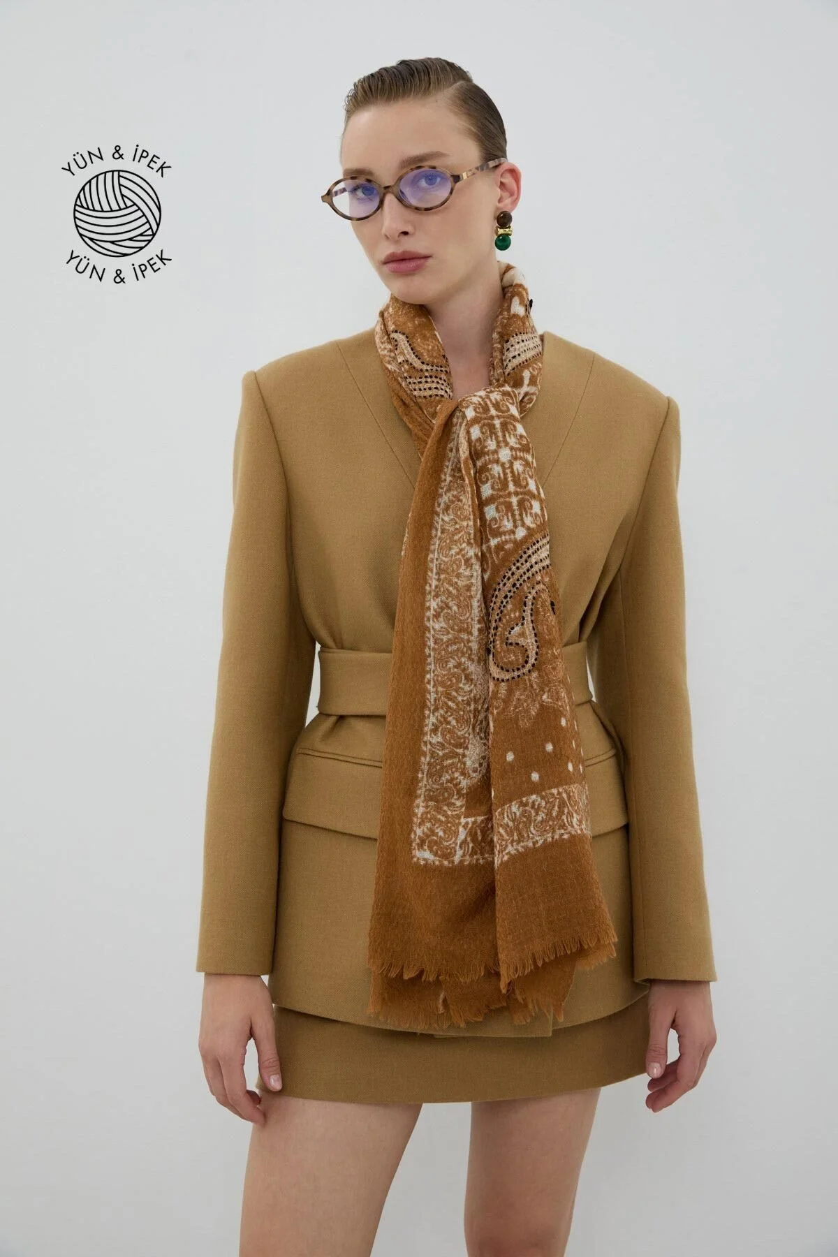 Yün ve İpek Karışımlı Şal Standart Renk - 1