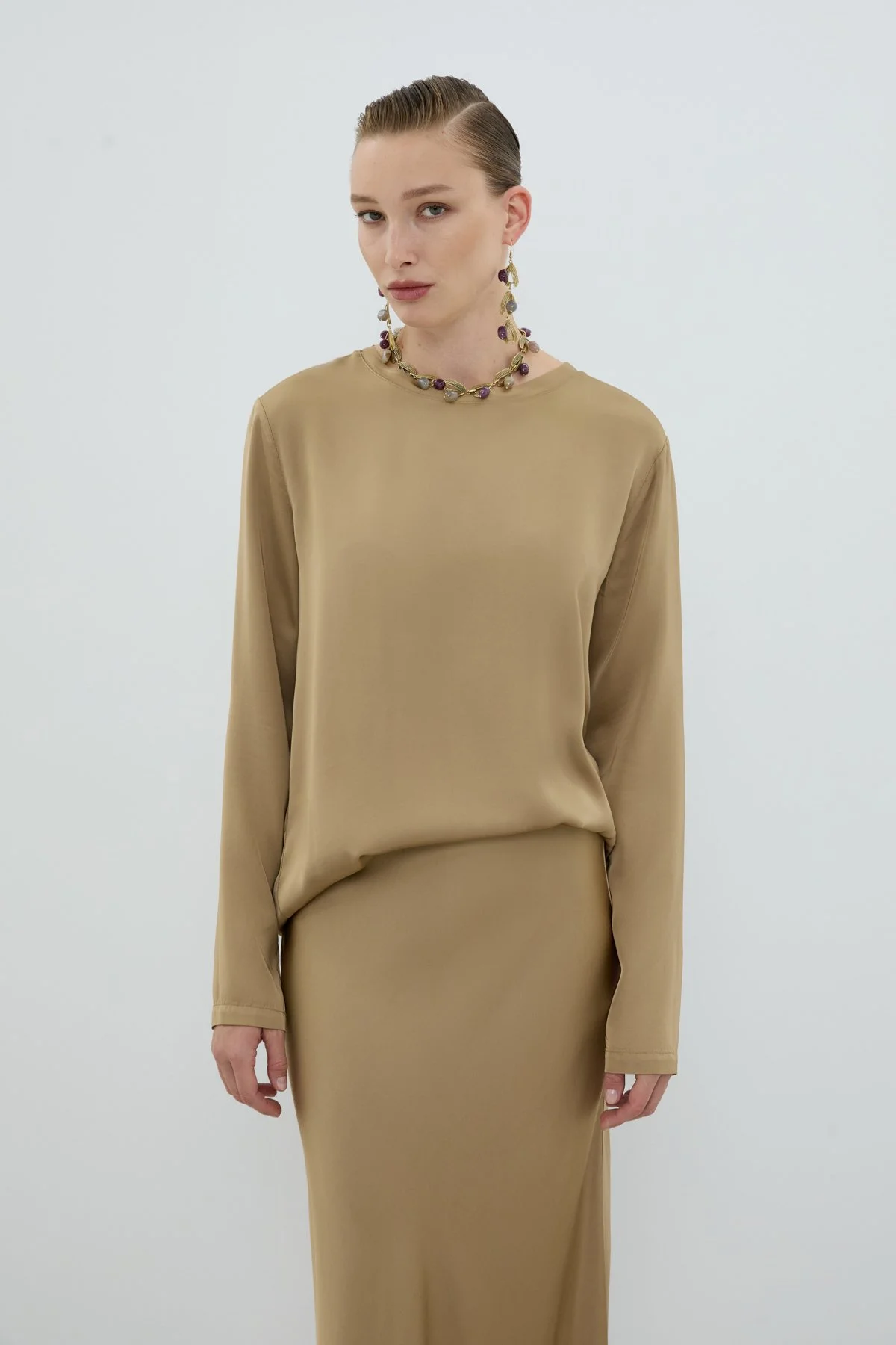 Ametist Doğal Taş Detaylı Kolye Standart Renk - 2