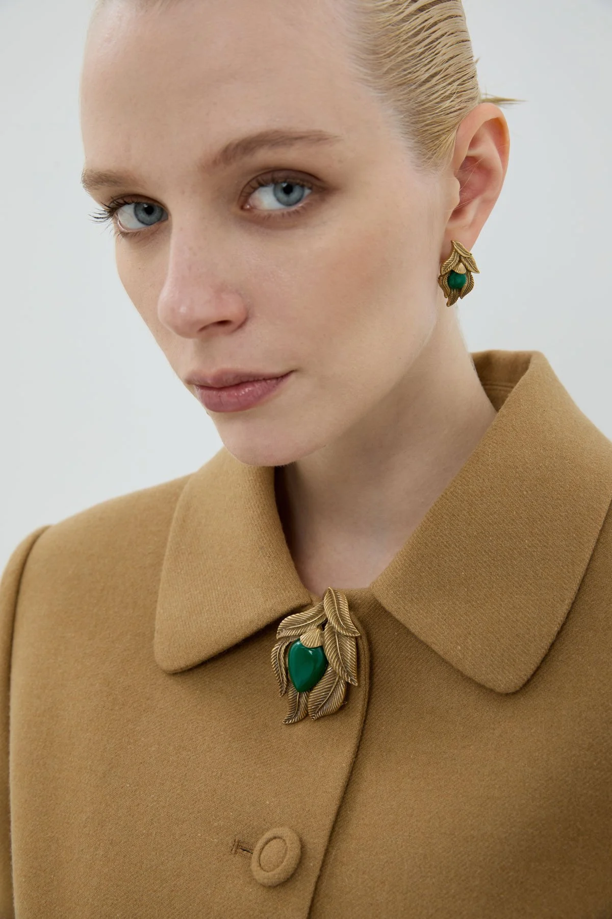 Yeşil Taş Detaylı Broş Standart Renk - 1