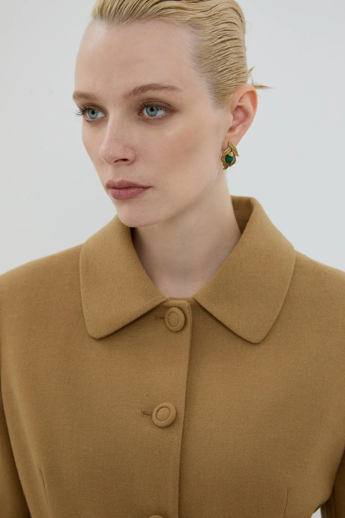 Yeşil Taş Detaylı Küpe Standart Renk - 1