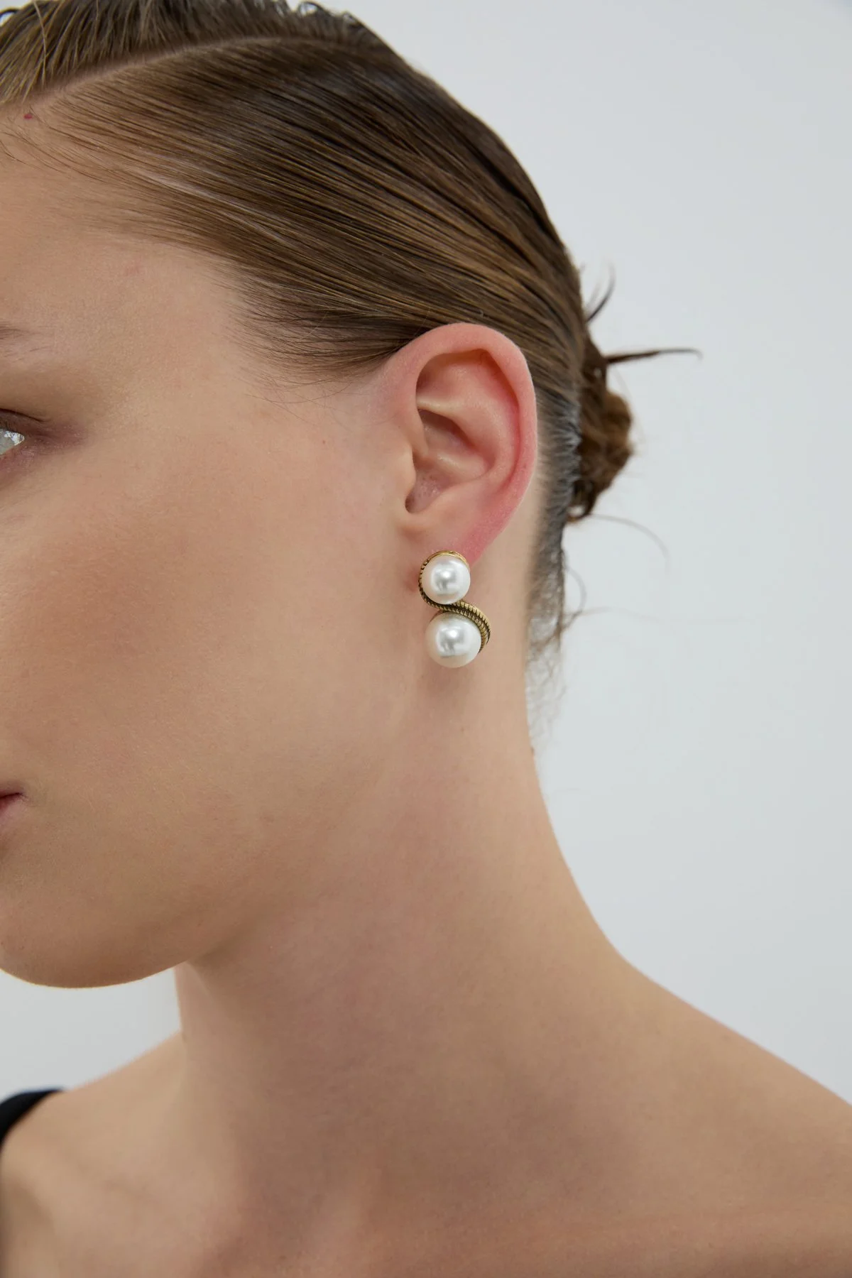 Cam İnci Detaylı Sarmal Küpe İnci - 2