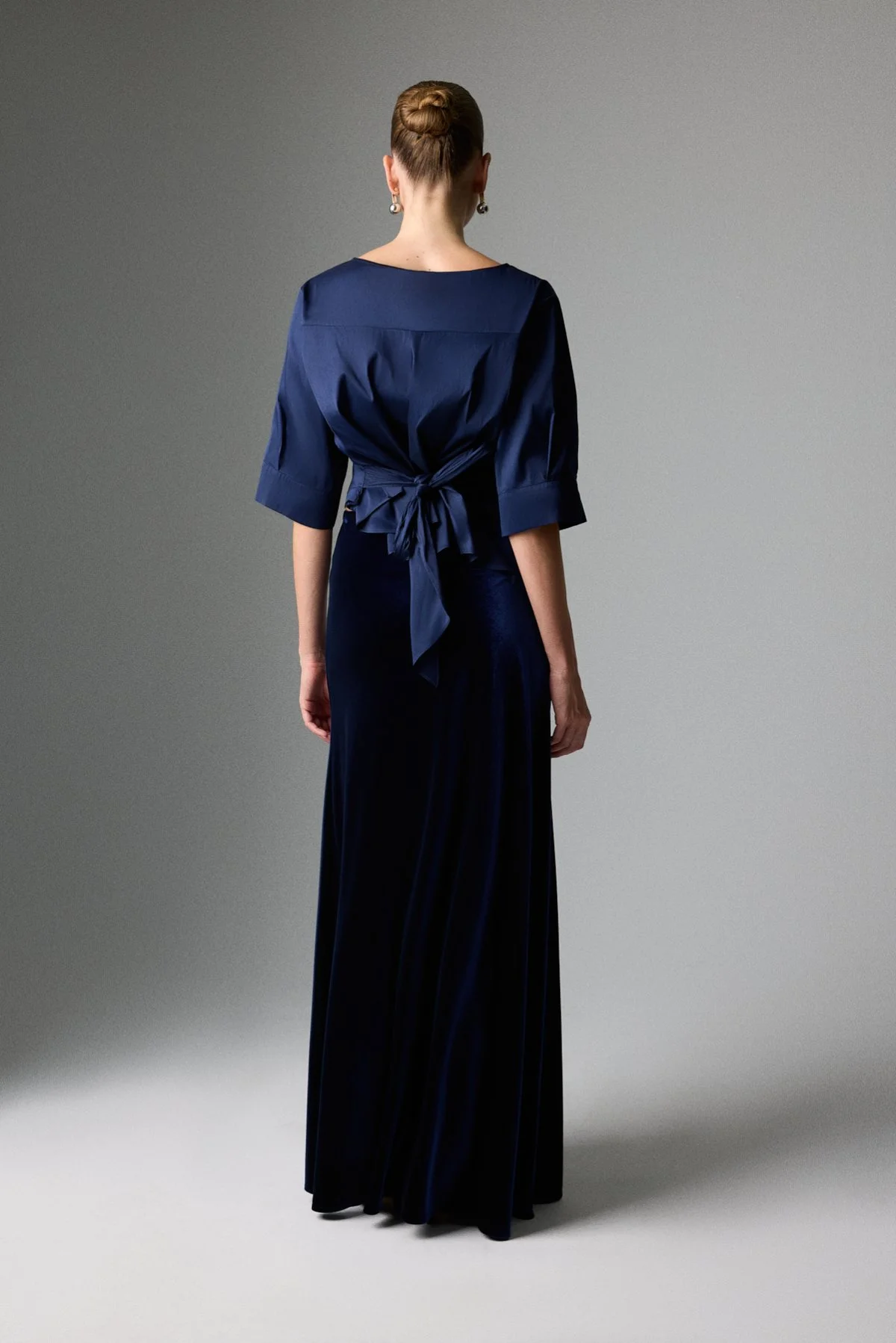 Kadife Beli Lastikli Maksi Boy Etek Lacivert - 2