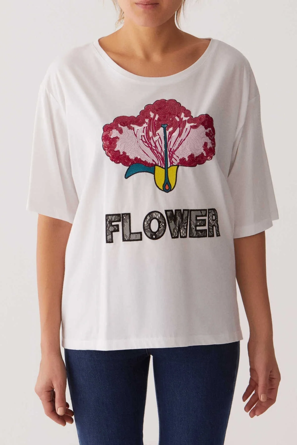 Kadın T-Shirt Optik Beyaz - 1