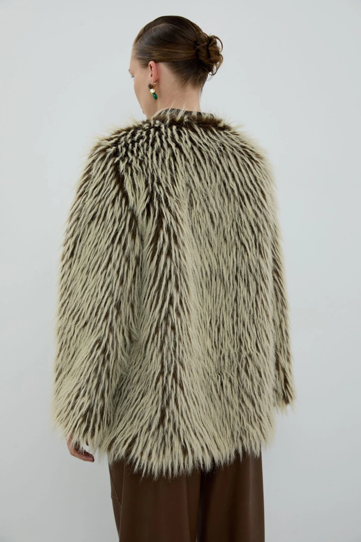 Bisiklet Yaka Kürk Kap Kahve - 2