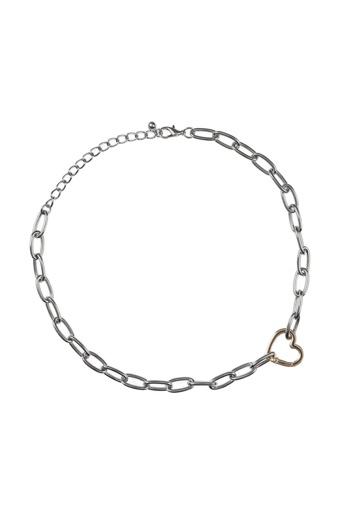  Kalp Detaylı Kadın Kolye Gümüş - 1