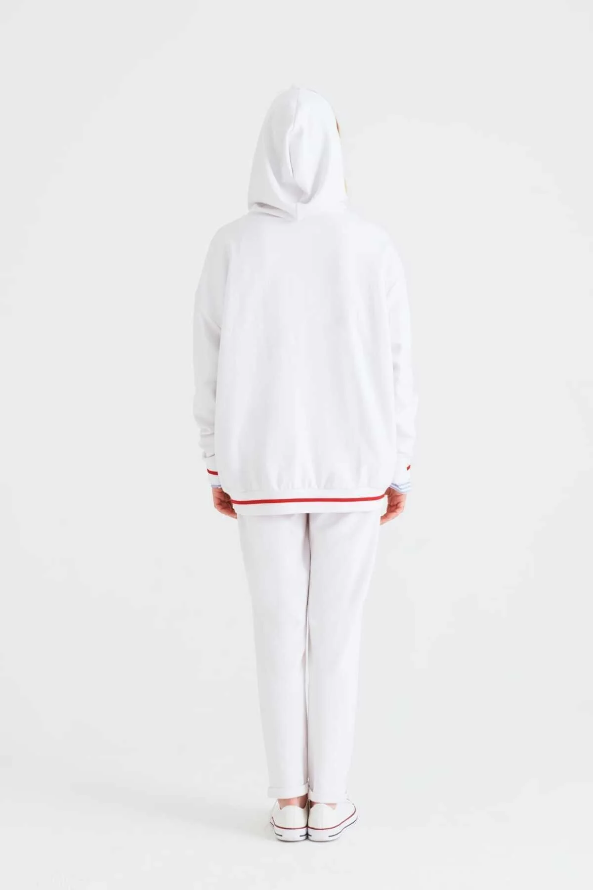 Kapüşonlu Kadın Sweatshirt Beyaz - 2