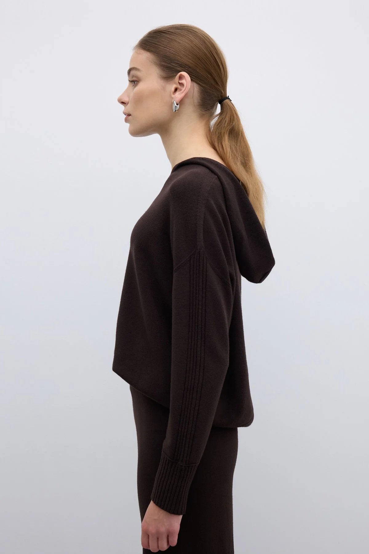 Kapüşonlu Triko Kahve - 3