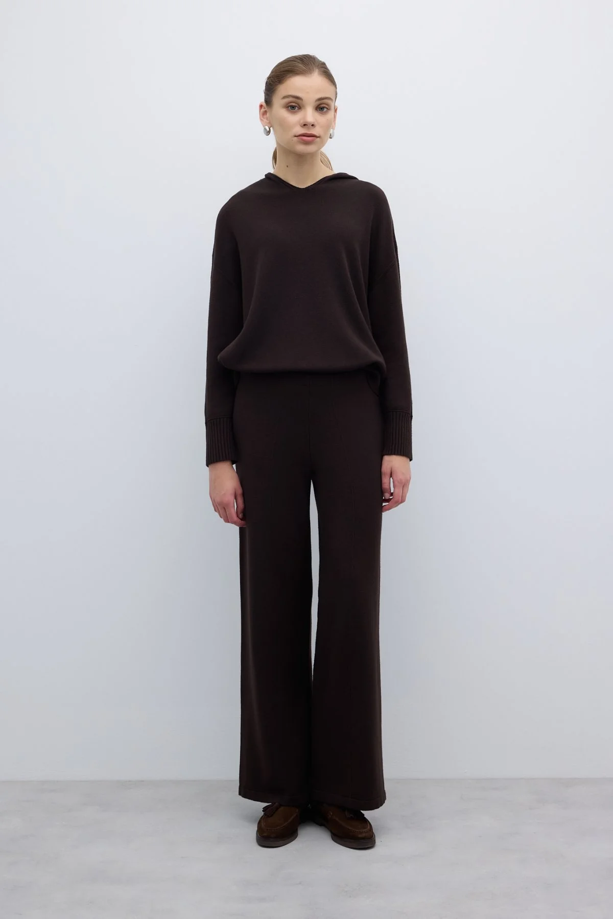 Kapüşonlu Triko Kahve - 4