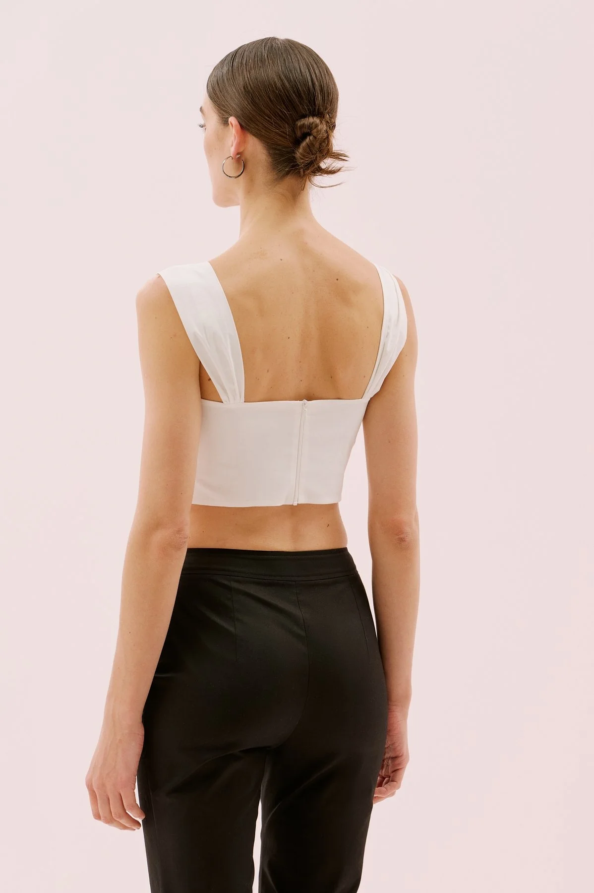 Kare Yaka Detaylı Nervür Detaylı Büstiyer Ekru - 2