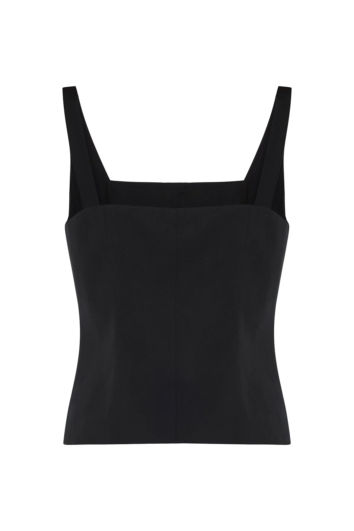 Kare Yaka Önden Düğmeli Fit Yelek Lacivert - 2