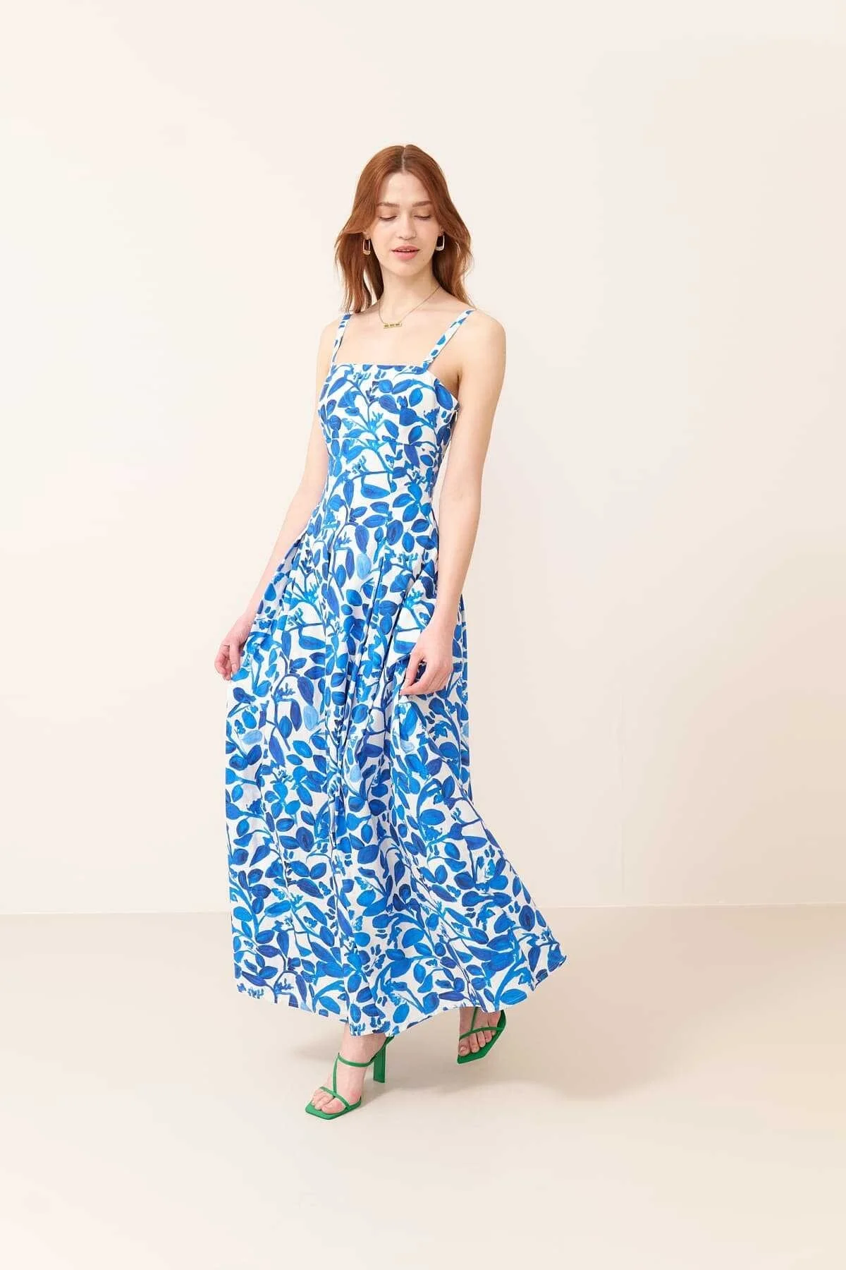 Kare Yakalı Maksi Boy Elbise Standart Renk - 3