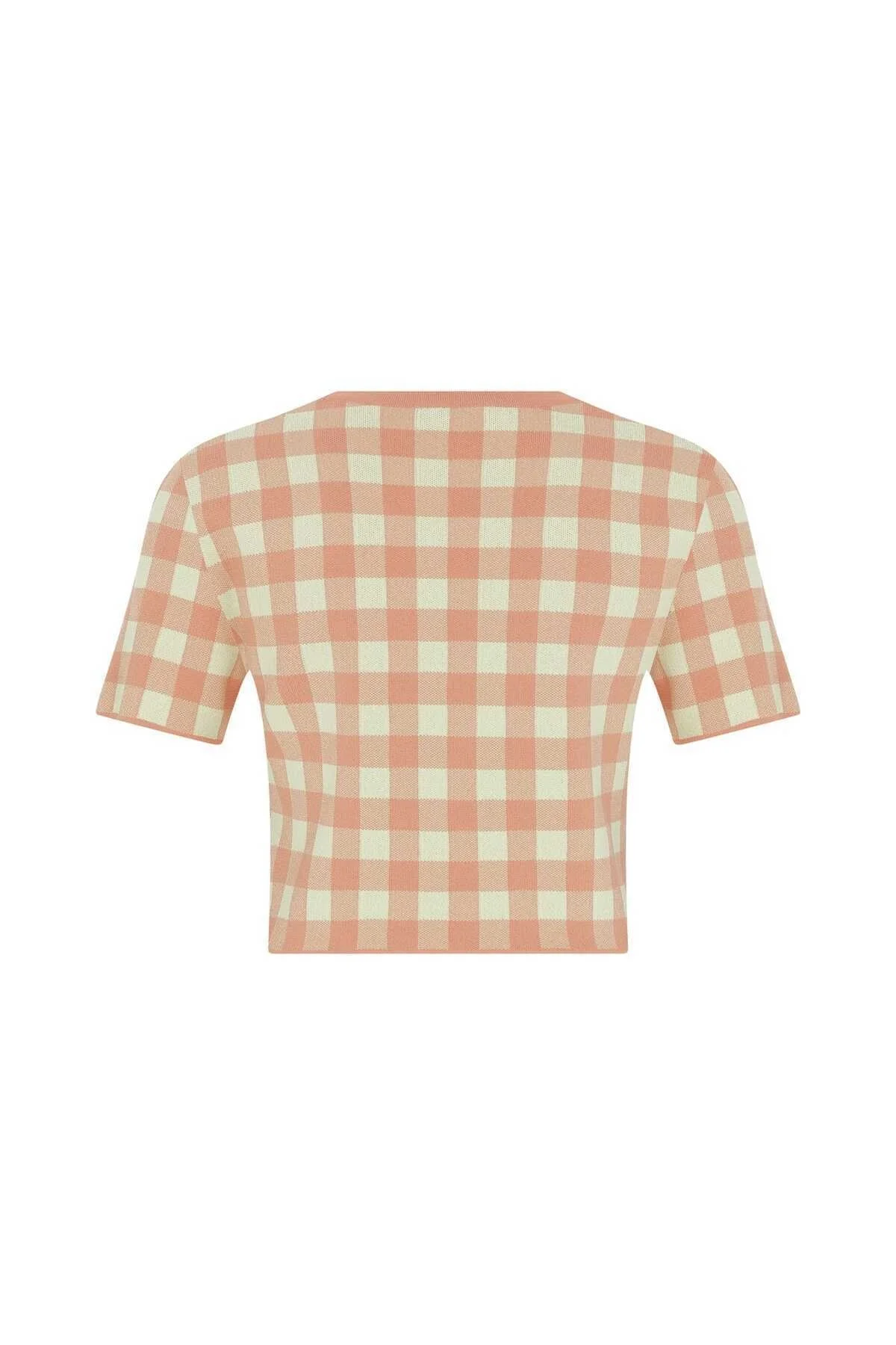 Kareli Kısa Kollu Desenli Triko Standart Renk - 5