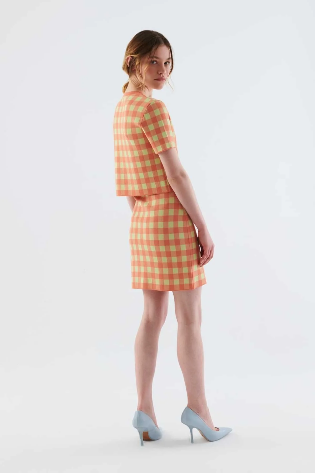 Kareli Kısa Kollu Desenli Triko Standart Renk - 2