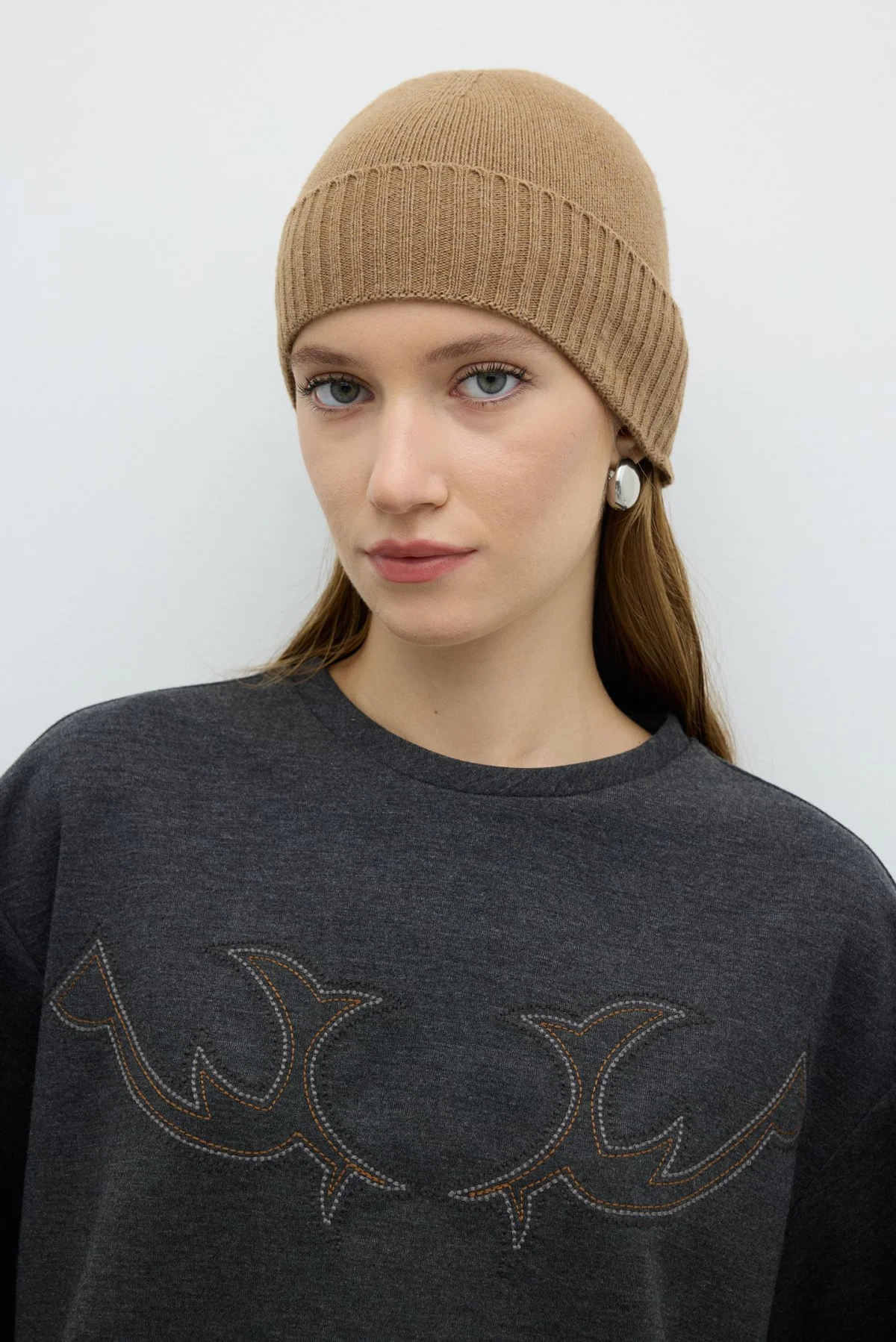 Kaşmir ve Yün Karşımlı Triko Bere Camel - 1