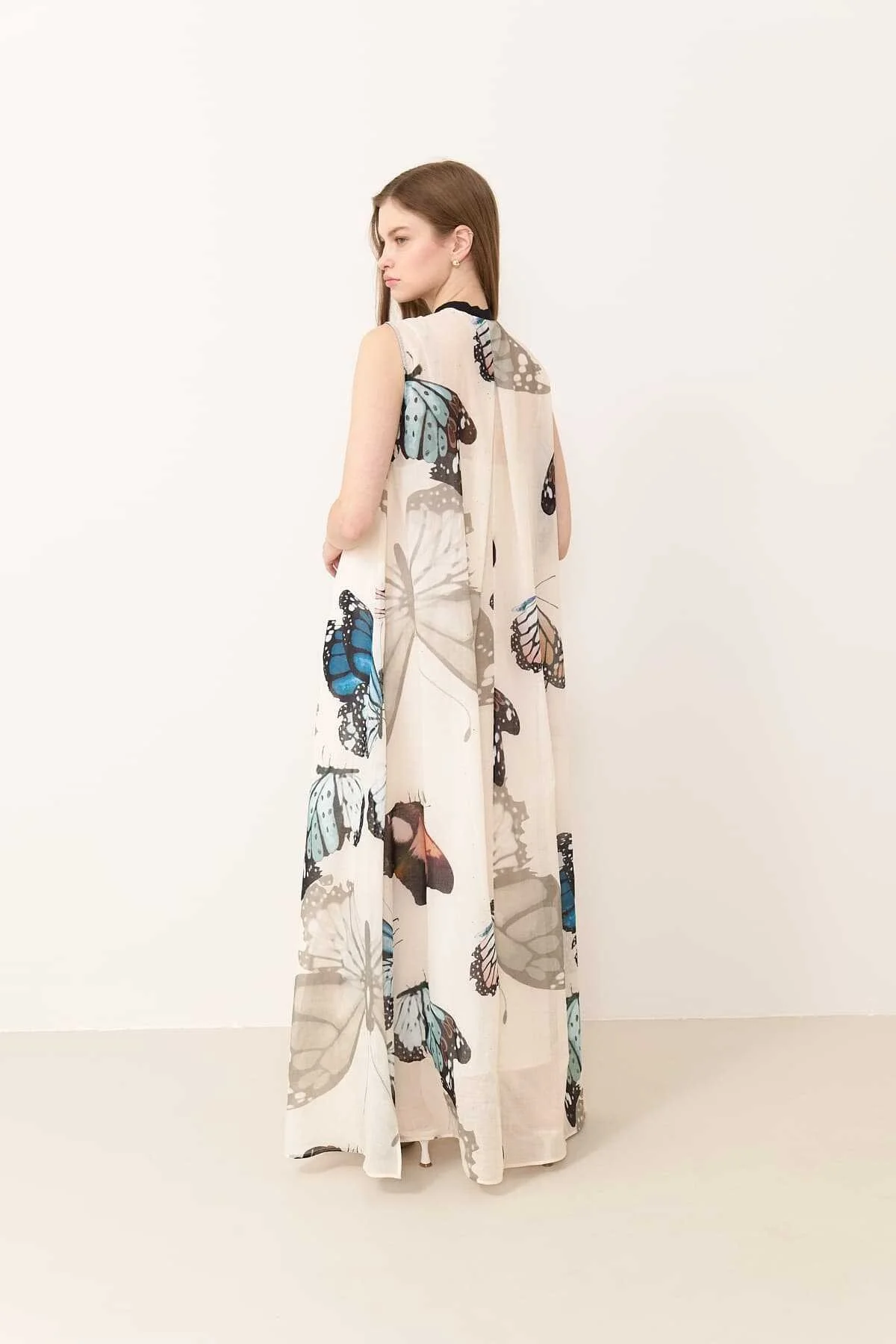 Kelebek Desenli Maksi Boy Elbise Standart Renk - 2