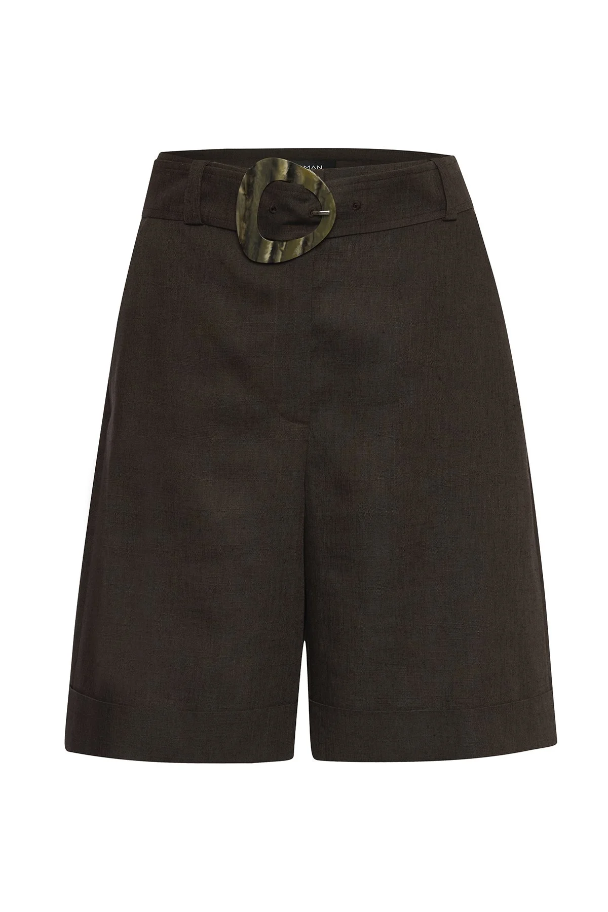 Kemer Detaylı Double Paça Şort Kahve - 5