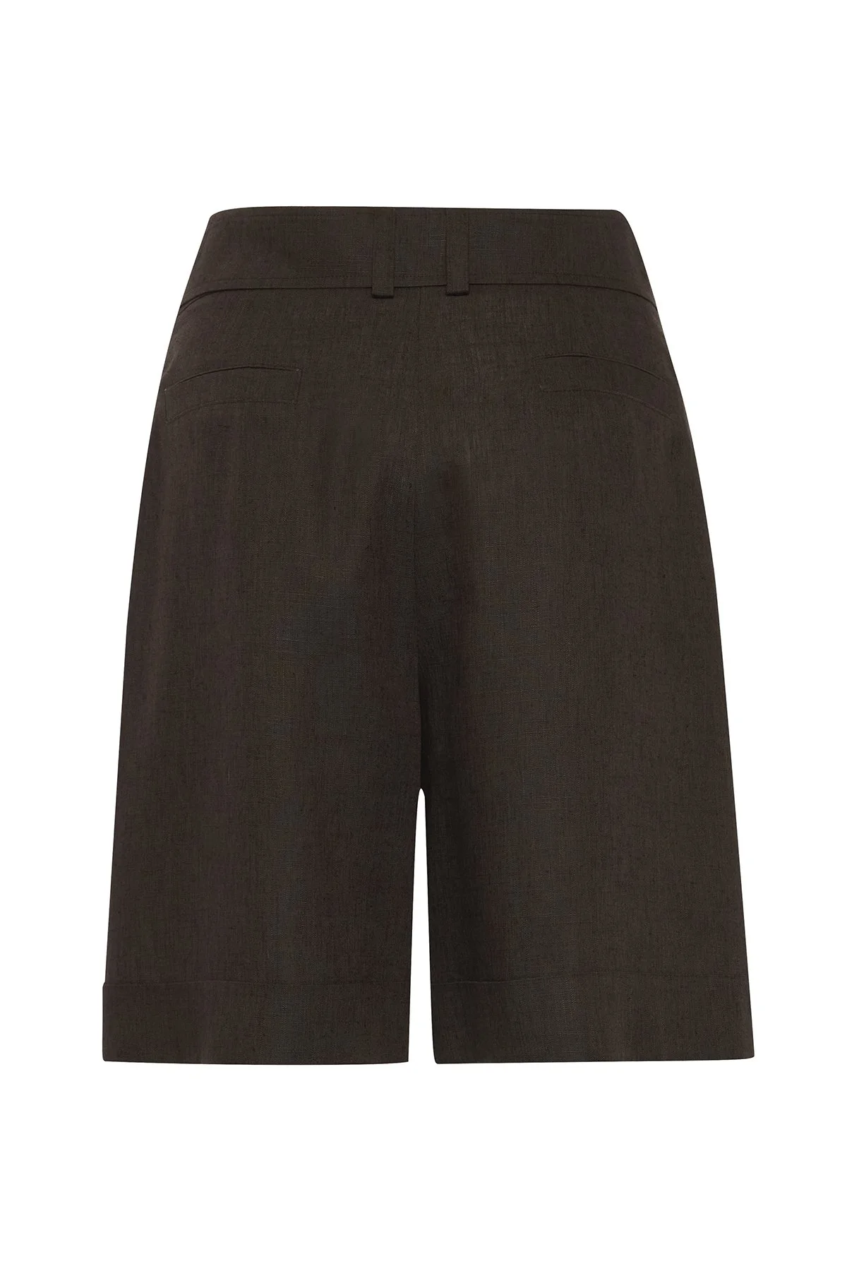 Kemer Detaylı Double Paça Şort Kahve - 6