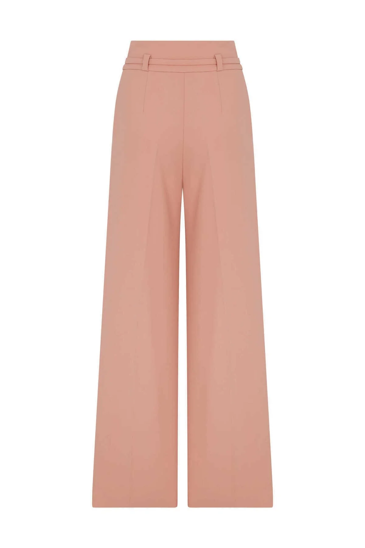  Kemer Detaylı Geniş Paça Kadın Pantolon Pudra - 2