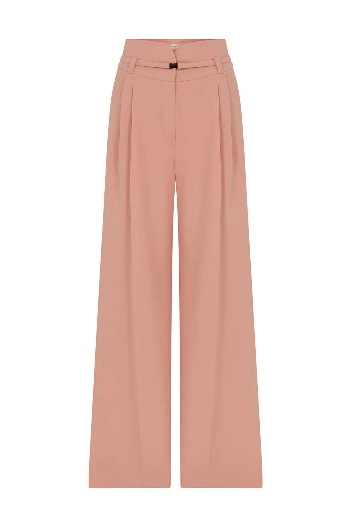  Kemer Detaylı Geniş Paça Kadın Pantolon Pudra - 1