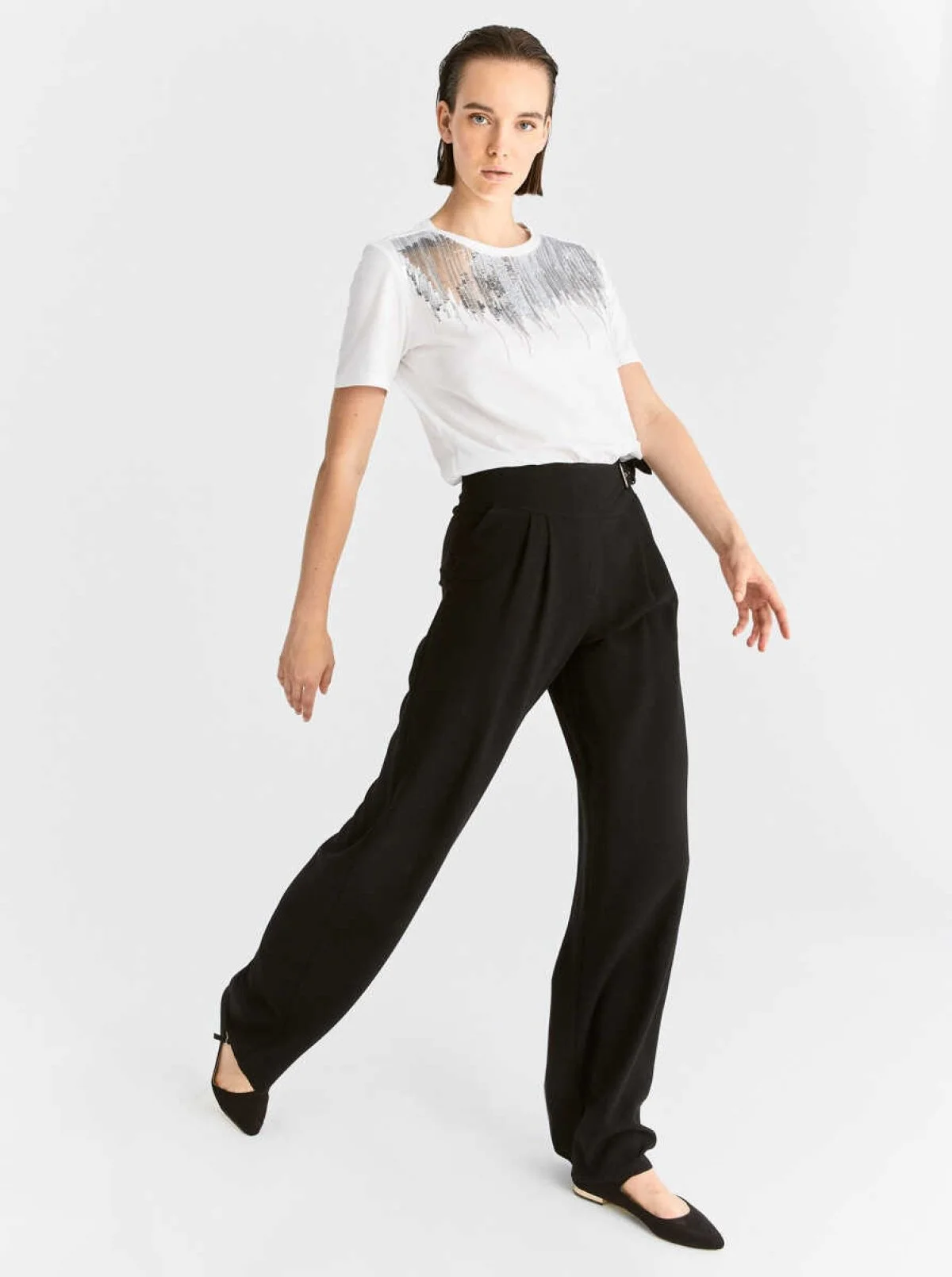  Kemer Detaylı Kadın Pantolon Siyah - 3