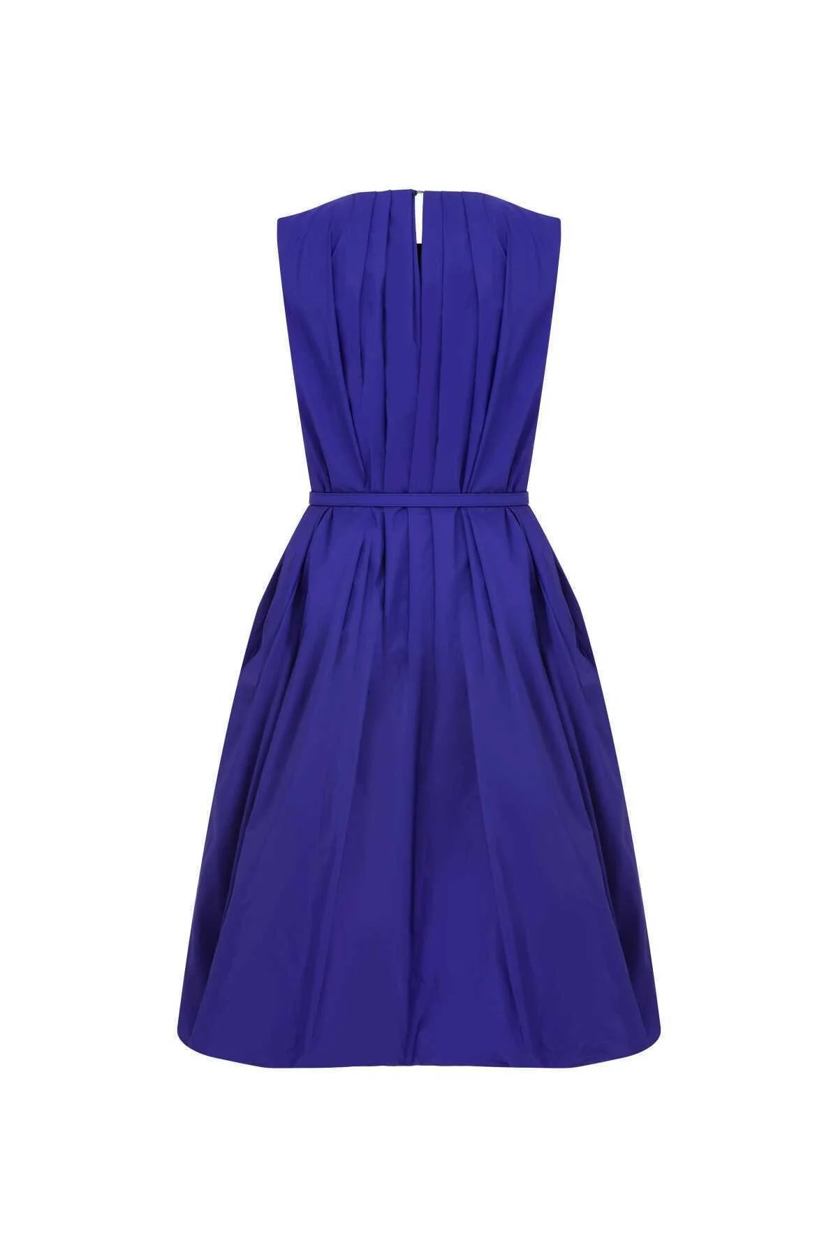  Kemer Ve Broş Detaylı Tafta Abiye Elbise Saks - 5