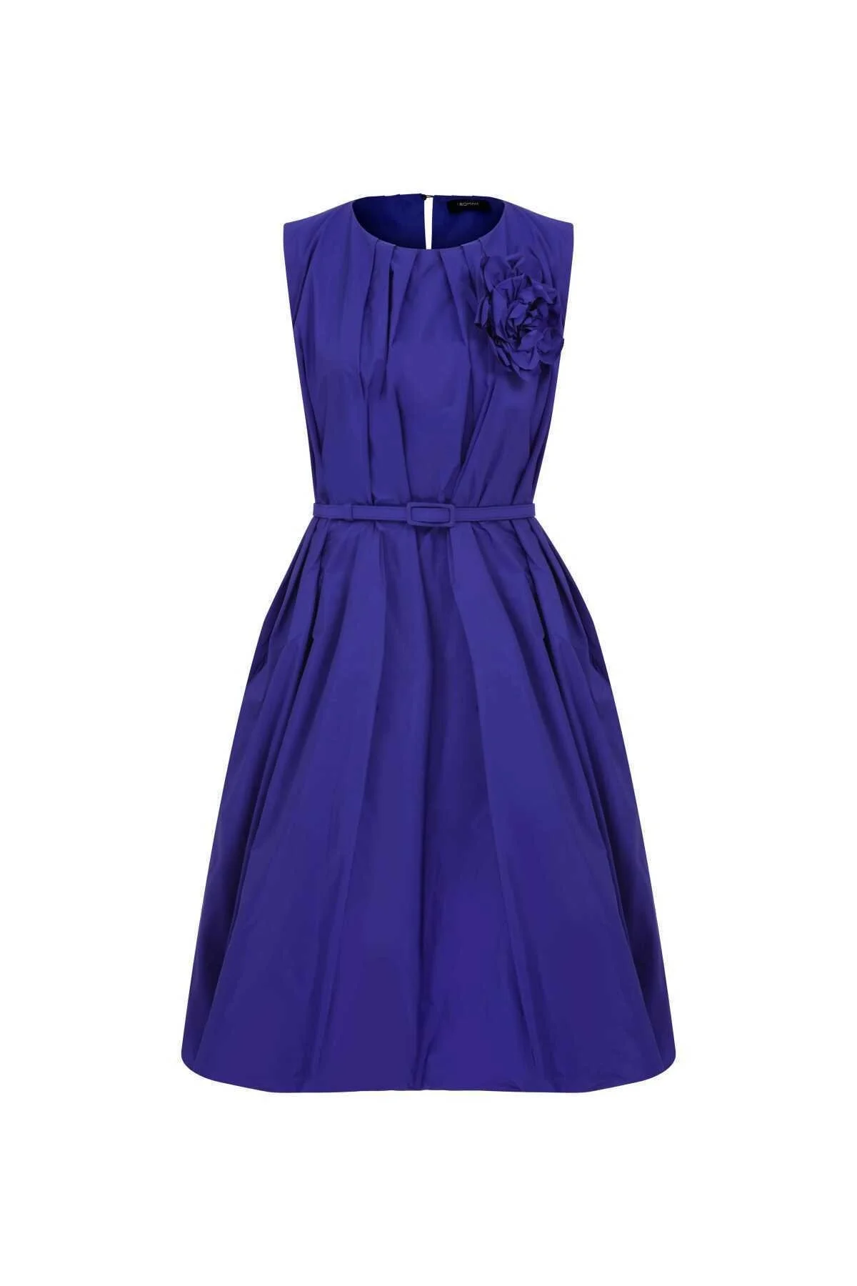  Kemer Ve Broş Detaylı Tafta Abiye Elbise Saks - 4