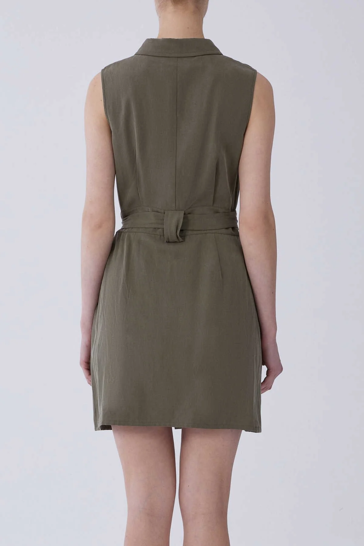 Kemerli Askılı Günlük Elbise Haki - 2