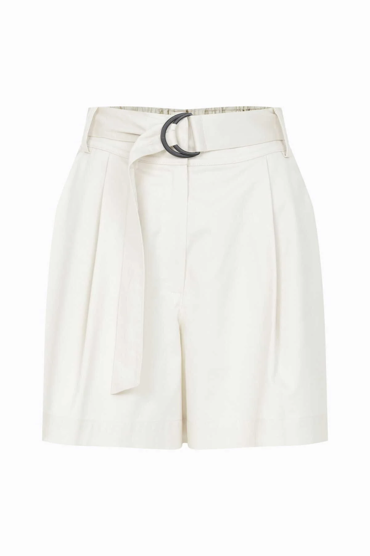 Kemerli Kadın Şort Bej - 4