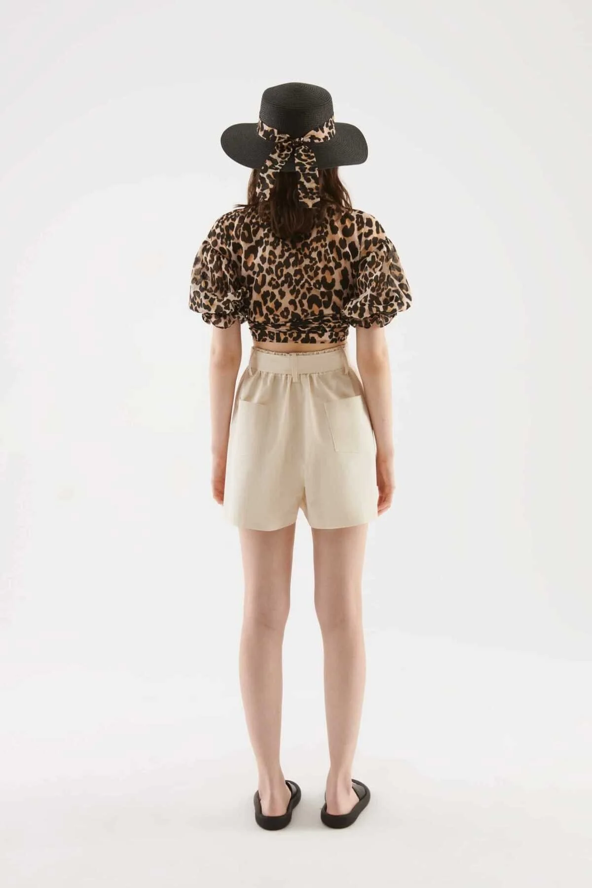 Kemerli Kadın Şort Bej - 2