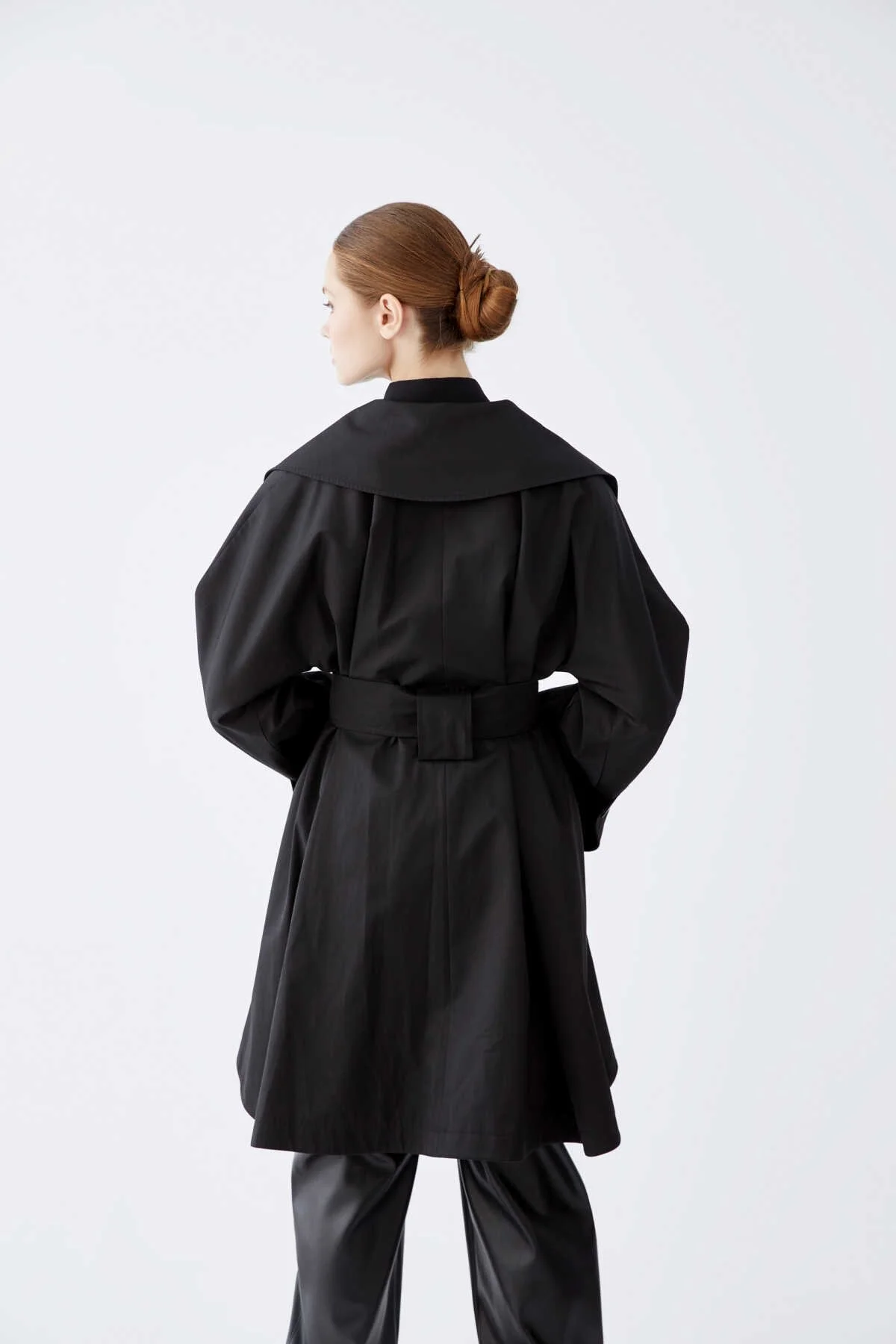  Kemerli Kadın Trençkot Siyah - 2