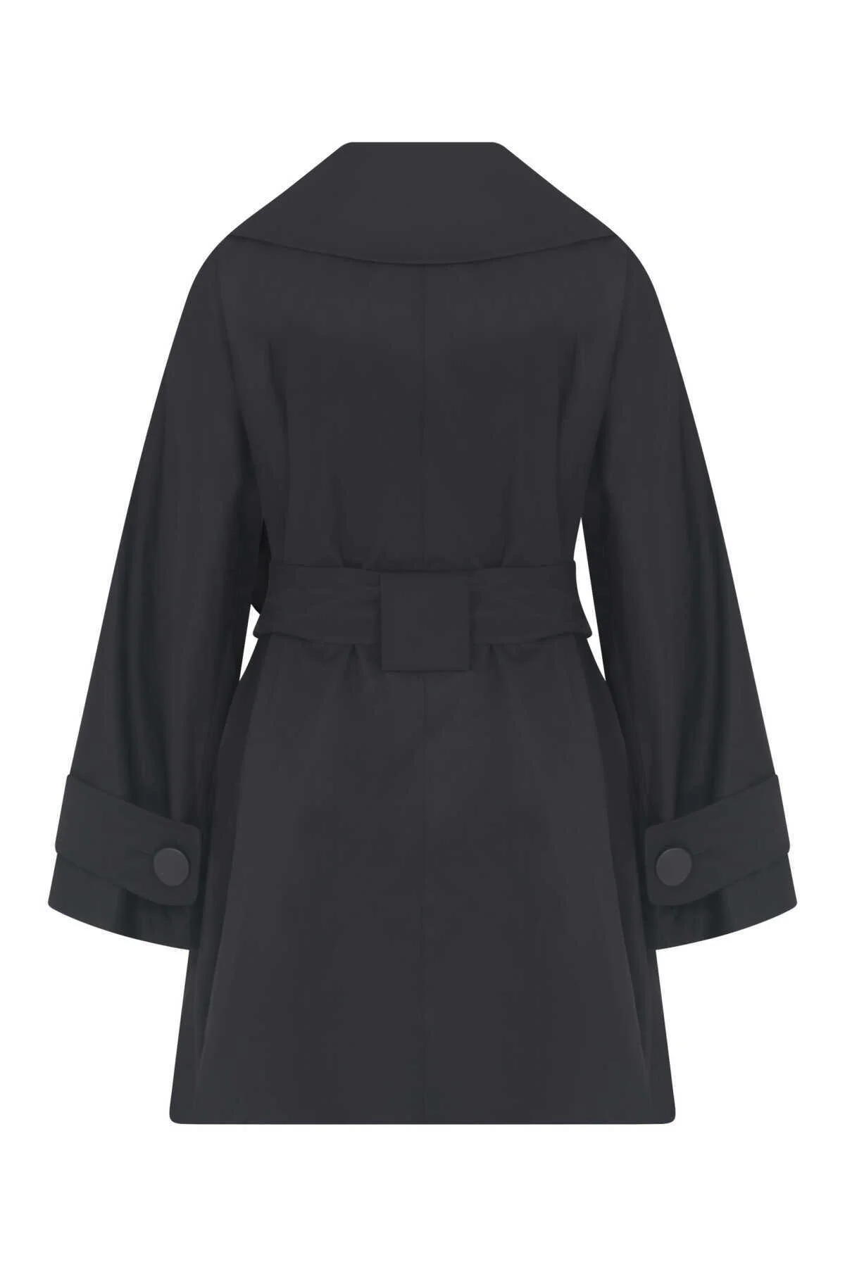  Kemerli Kadın Trençkot Siyah - 5