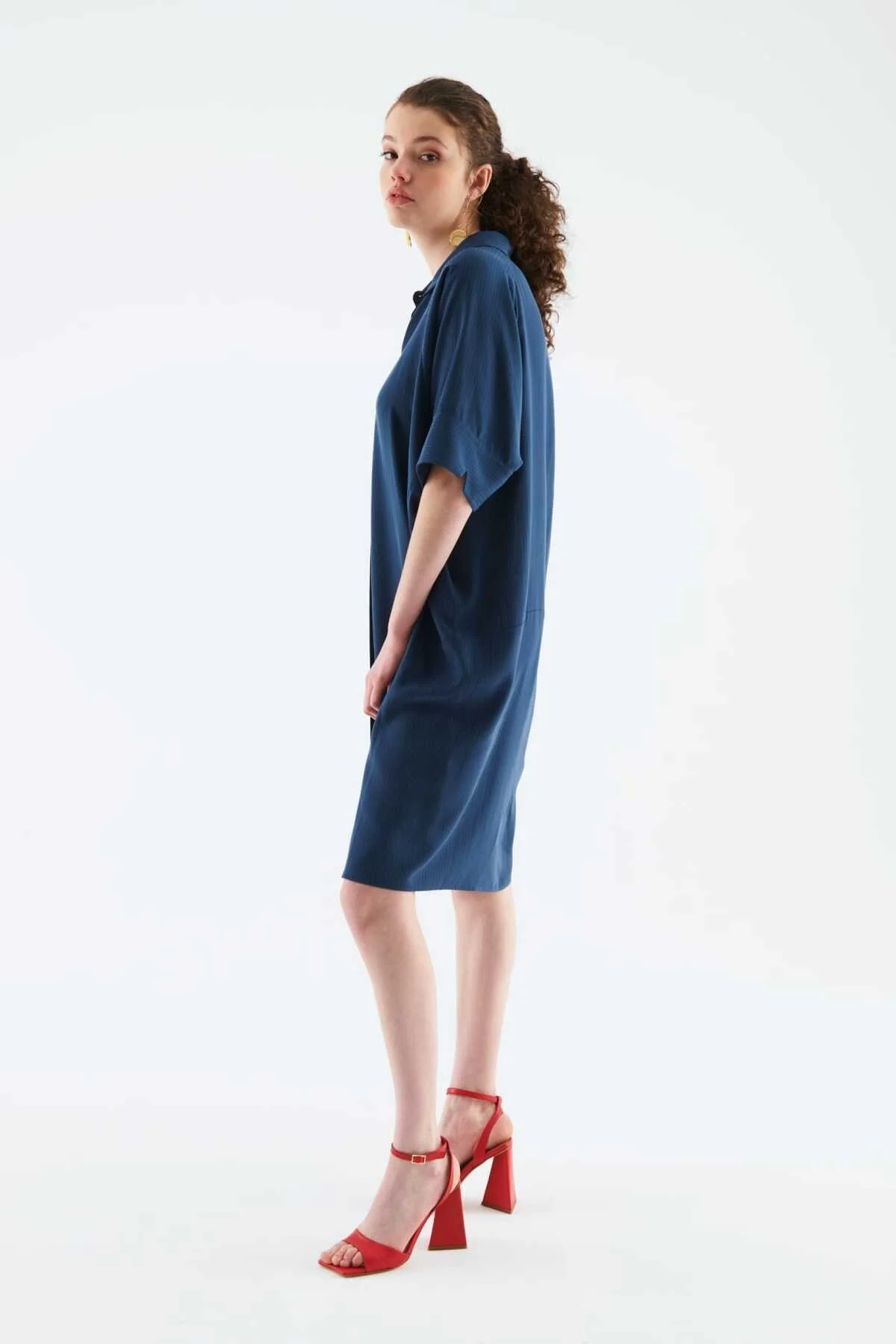 Kemerli Uzun Elbise Lacivert - 3