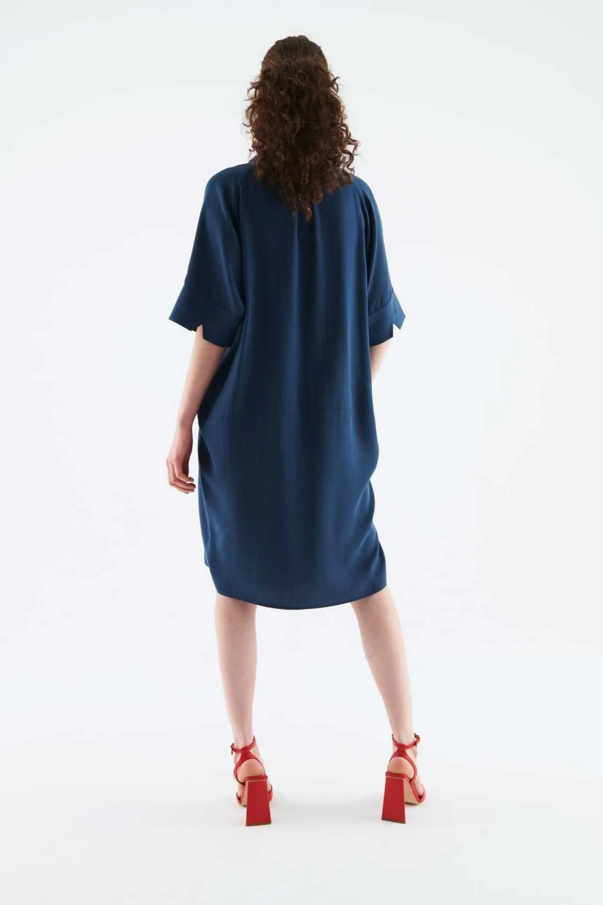 Kemerli Uzun Elbise Lacivert - 2