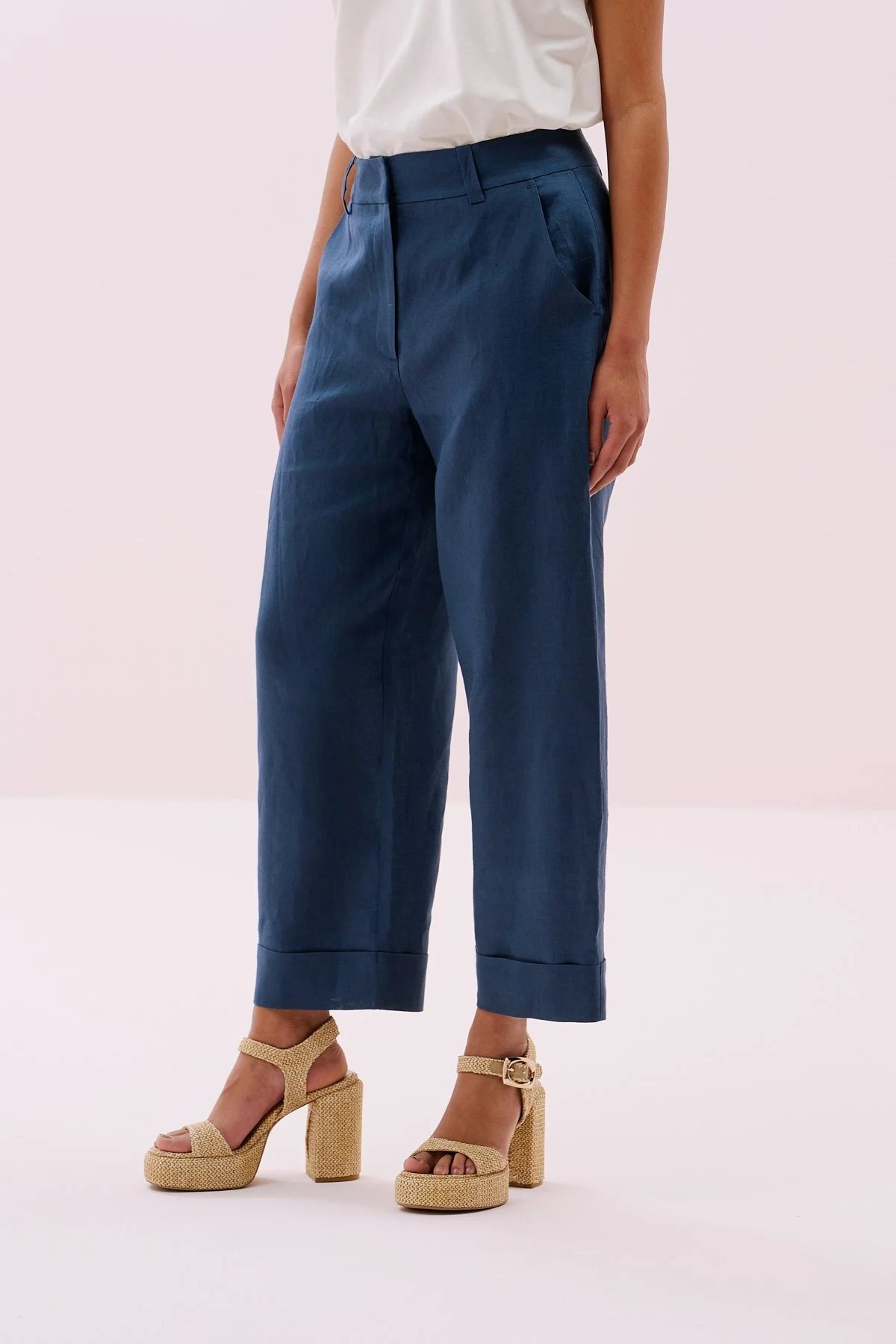 Keten Double Paça Pantolon Lacivert - 3
