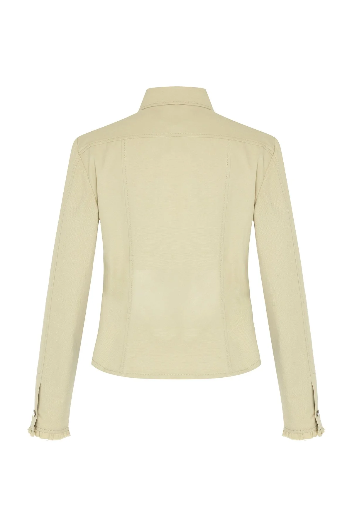 Keten Karışımlı Metal Düğmeli Fit Ceket Bej - 5