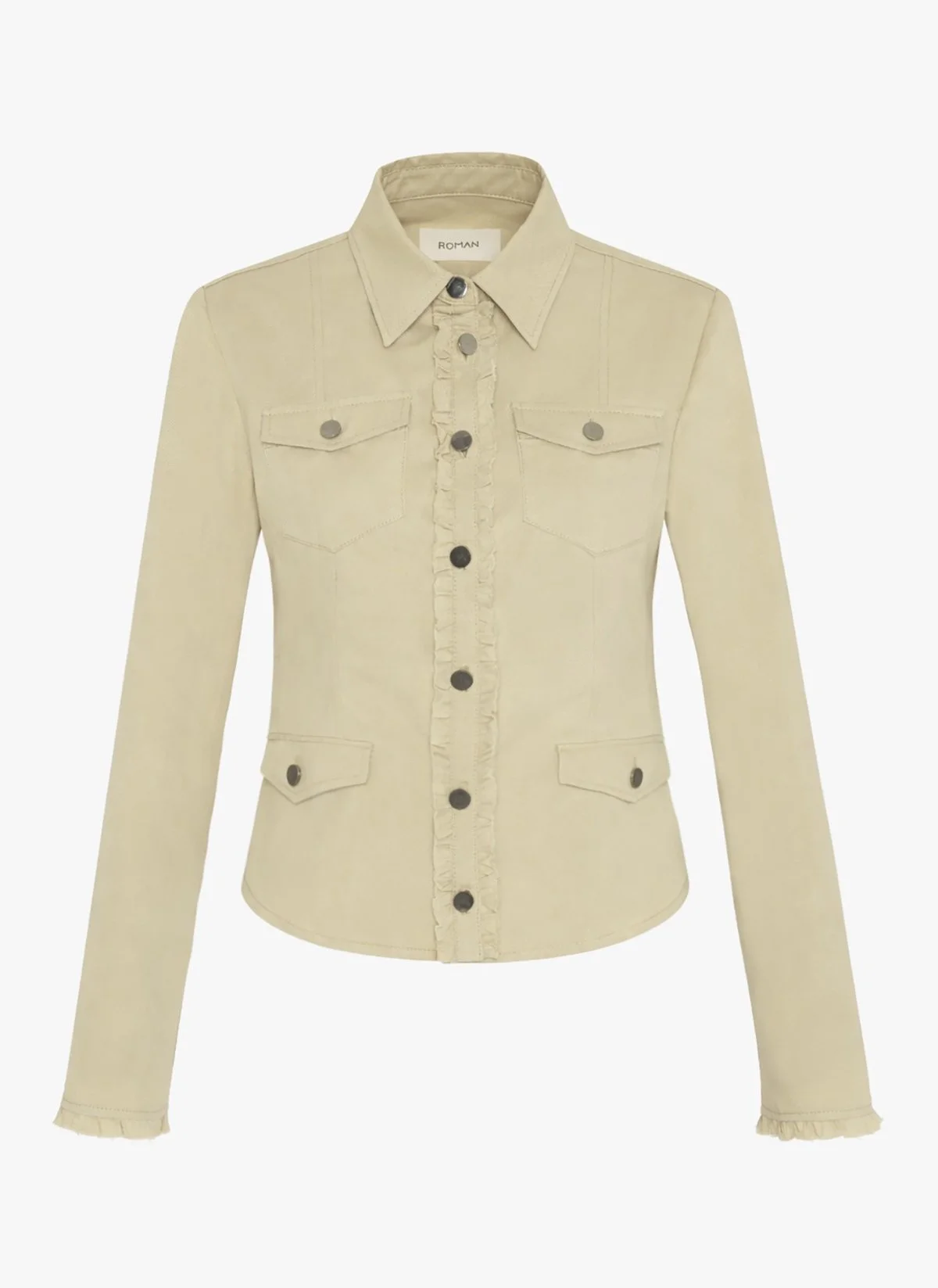 Keten Karışımlı Metal Düğmeli Fit Ceket Bej - 4