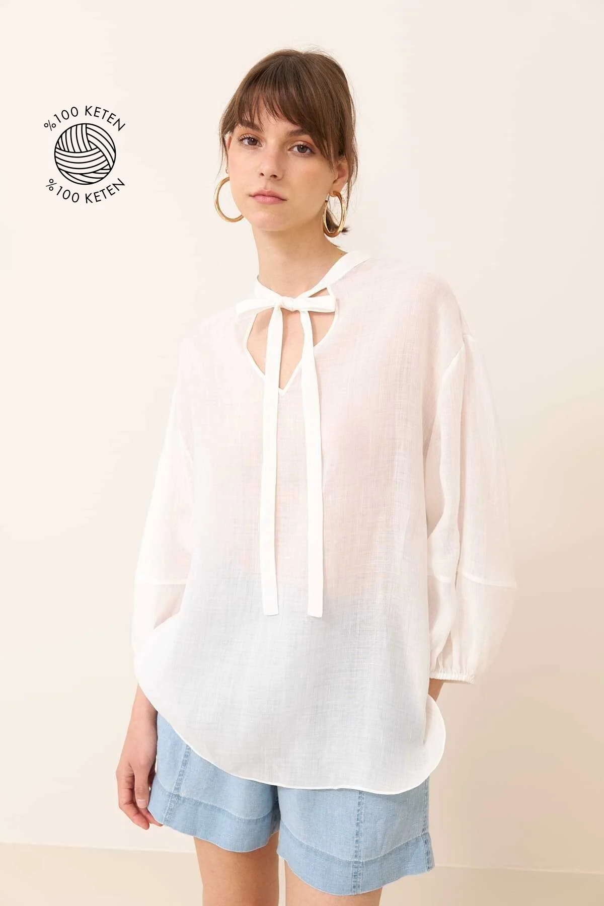 Keten Tunik Ekru - 1