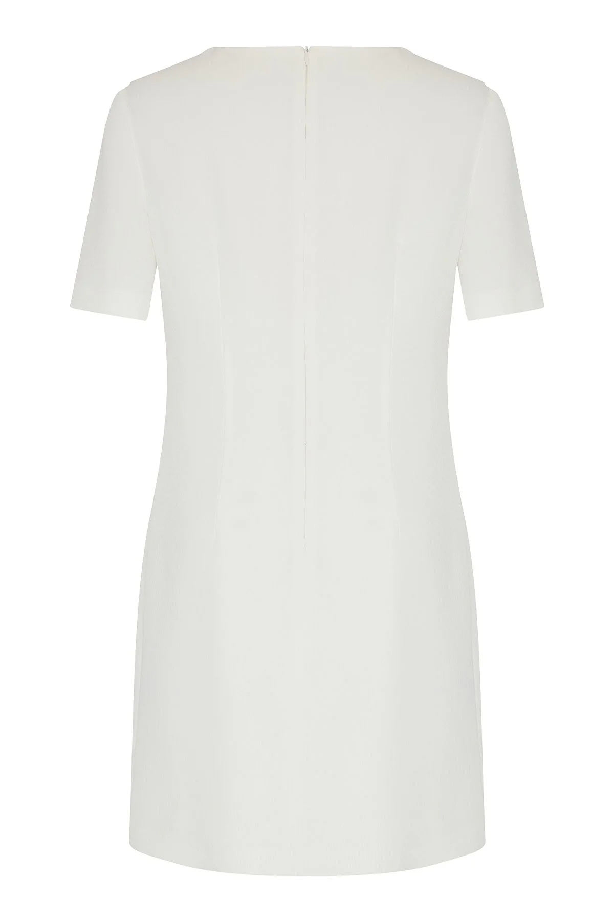 Kısa Kol Cepli Elbise Beyaz - 6