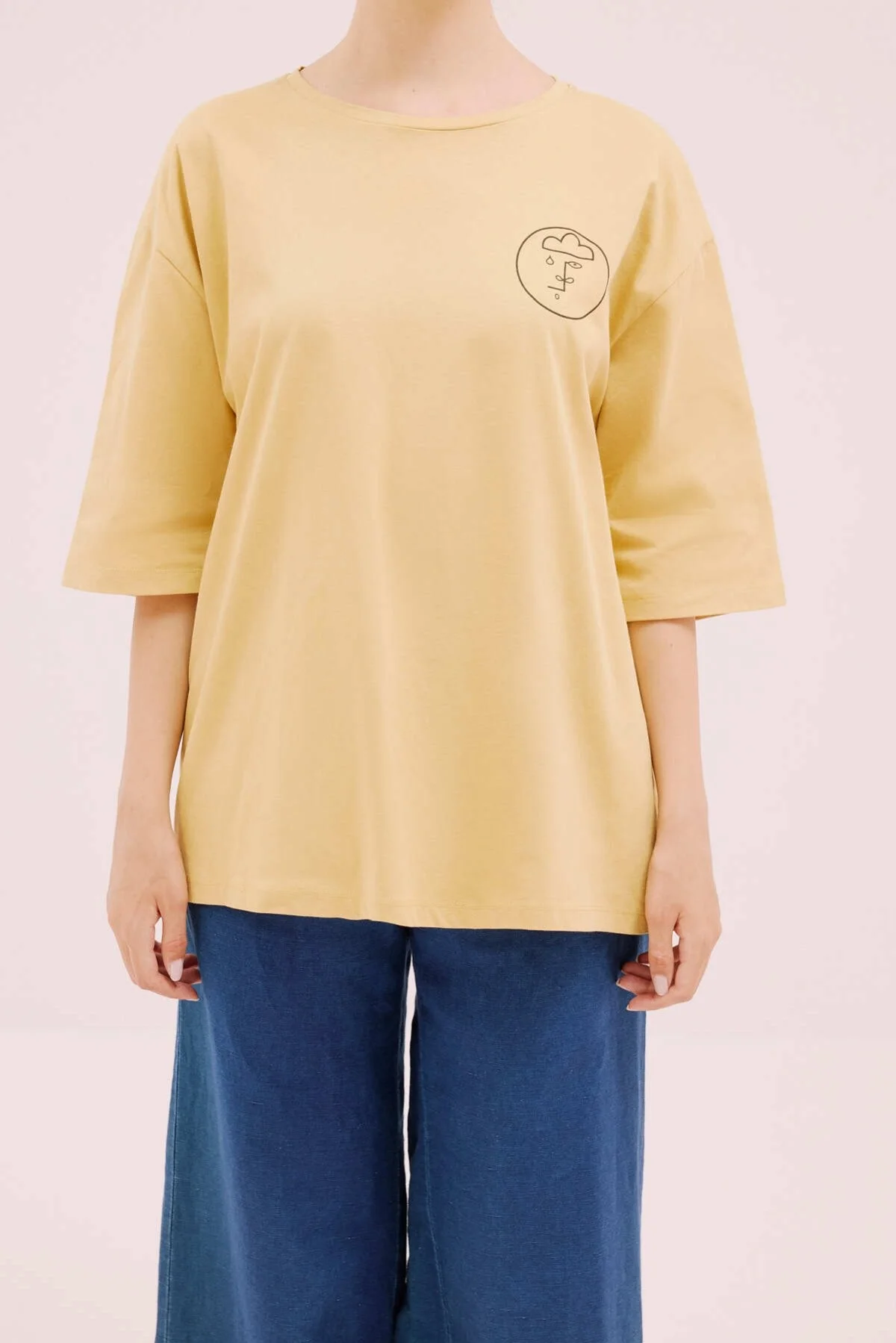 Kısa Kol T-shirt Bej - 1
