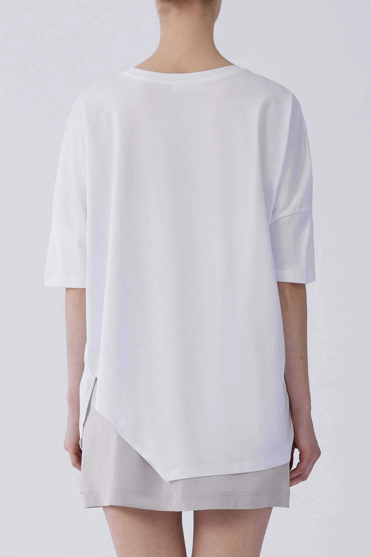 Kısa Kol Ön Detaylı Tişört Optik Beyaz - 2