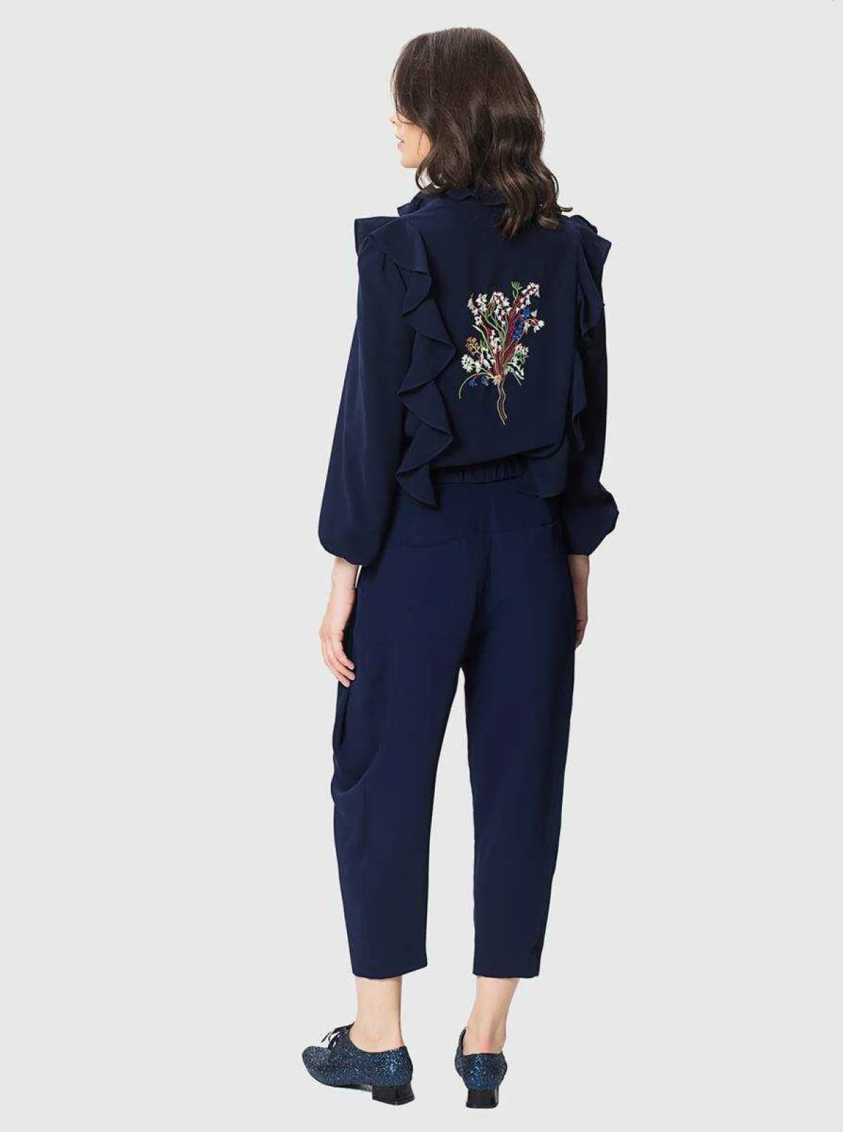  Kısa Paça Balon Kadın Pantolon Lacivert - 2